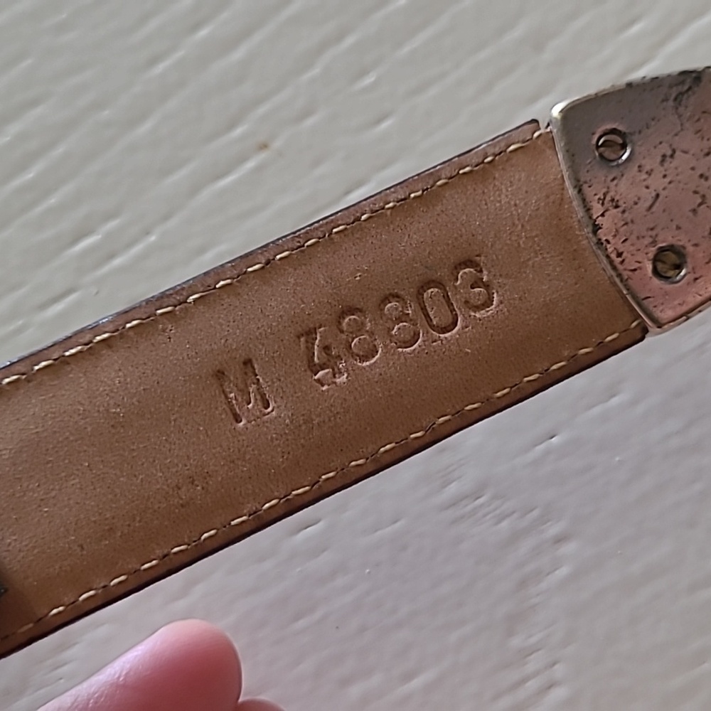 Brighton Vintage 90s Black Leather and Silver Belt Sz M - Picture 5 of 7